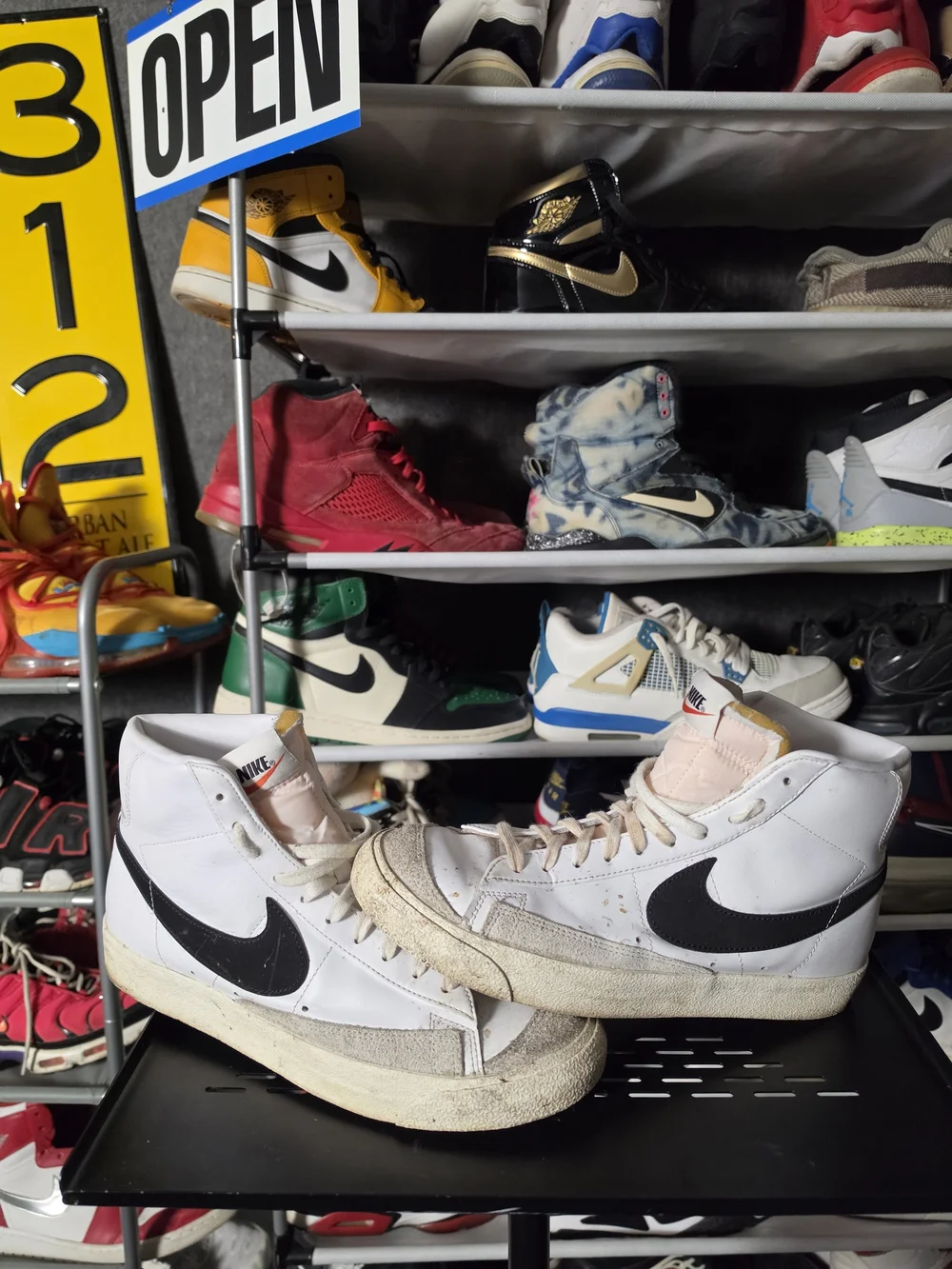 🔥 Nike Blazer Mid Classic Men Size 9.5 White Black Leather Sneakers